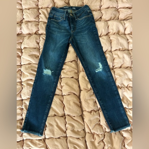 Old Navy Girls High-Rise Rockstar Jeggings Stretch Distressed Dark Wash Size 8 - Picture 2 of 4